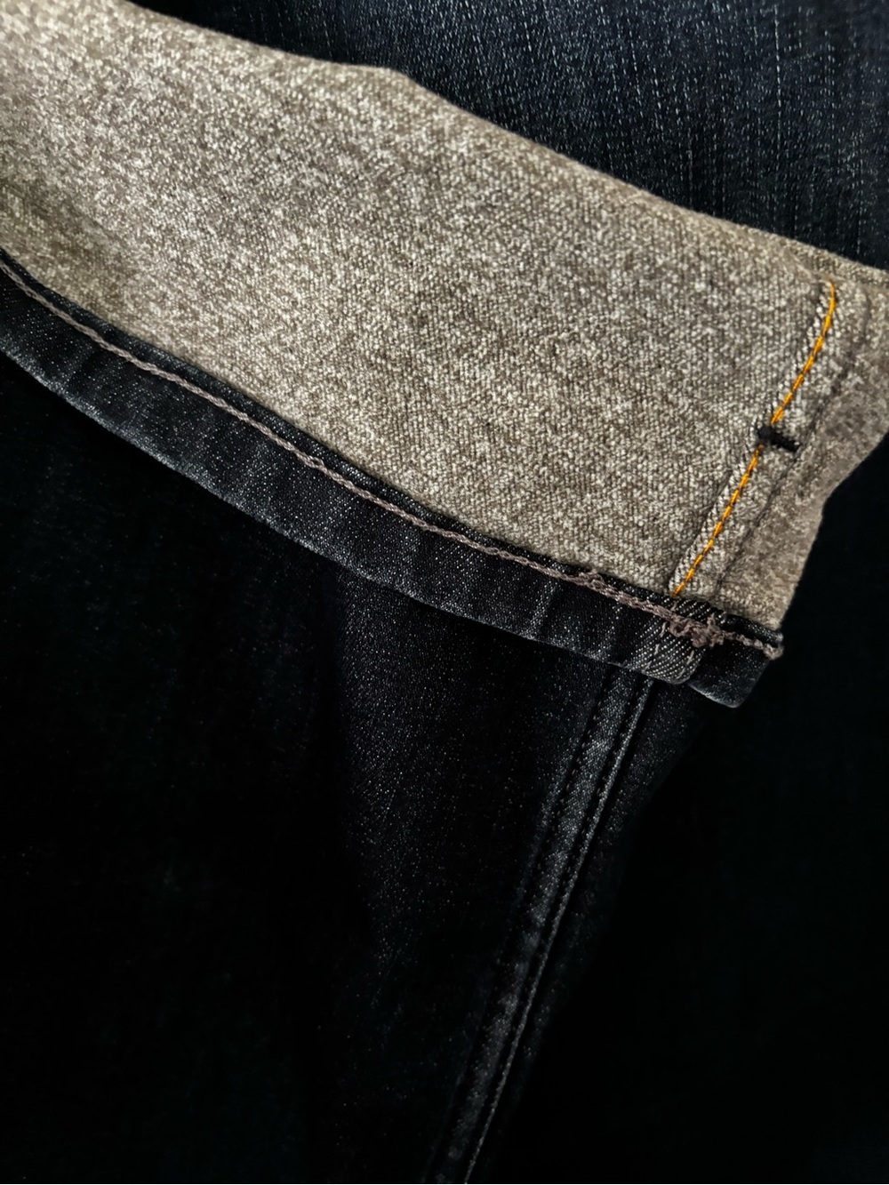 High-Rise Straight Leg Jeans in Deep Indigo w/ tech fleece lining - Picture 13 of 13